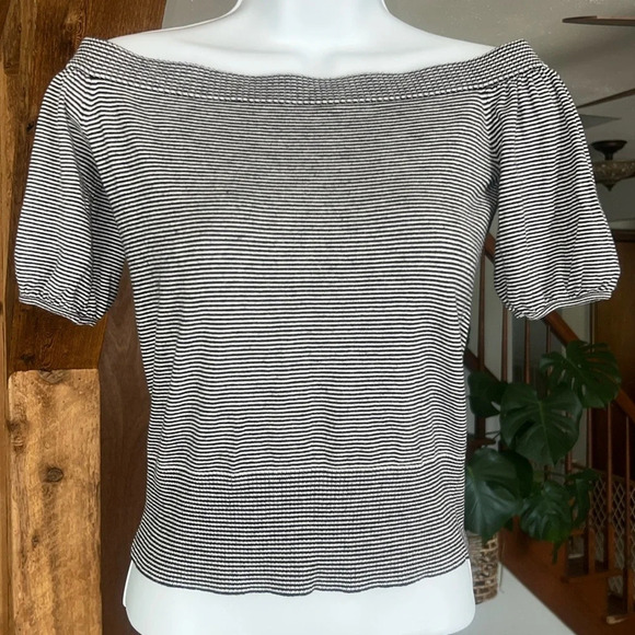 LOFT Tops - Loft Black & White Stripped Off The Shoulder Top Nautical feel Petite XXS Top